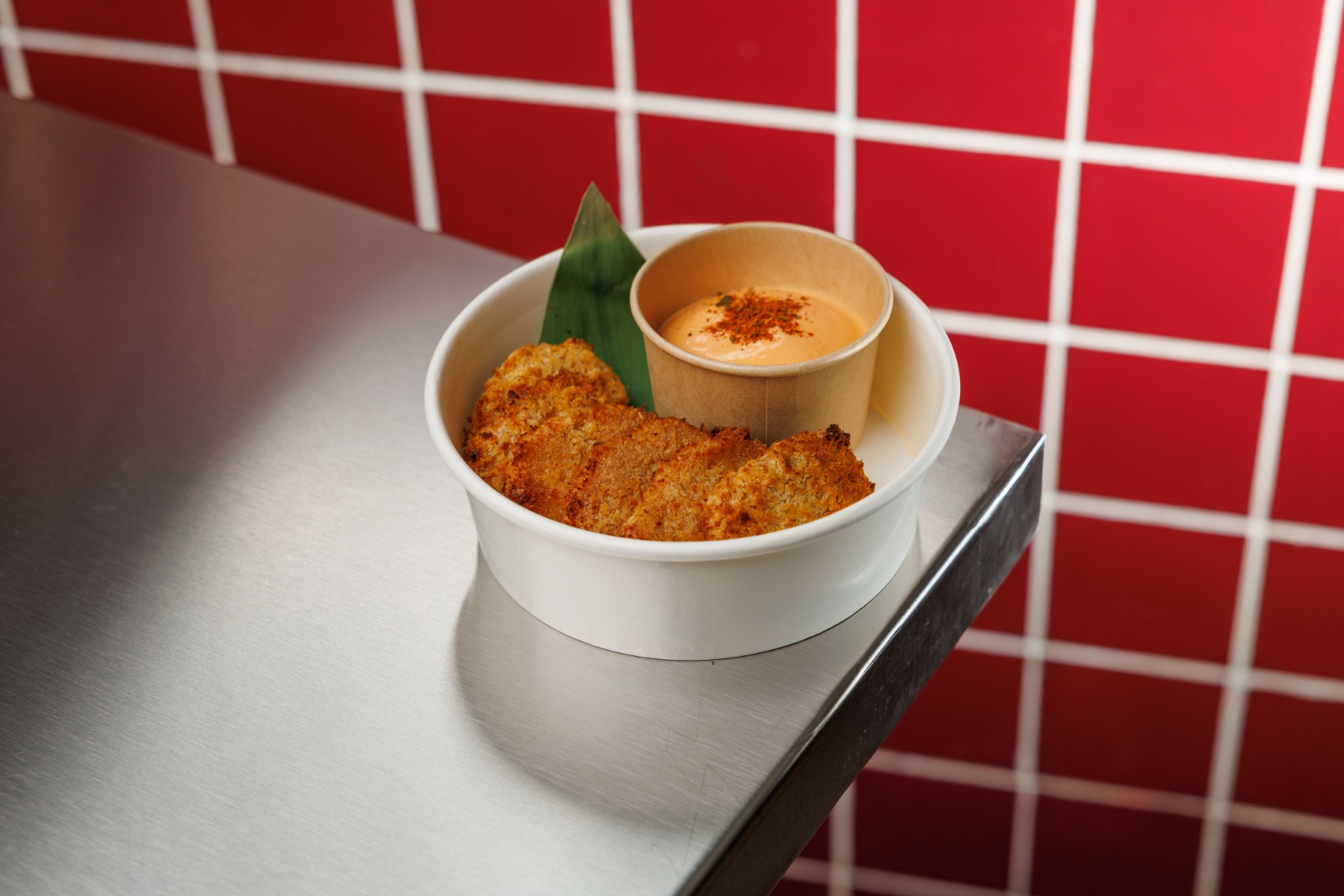 Bar Bel Nuggets — air fried panko crusted chicken bites, light sriracha mayo