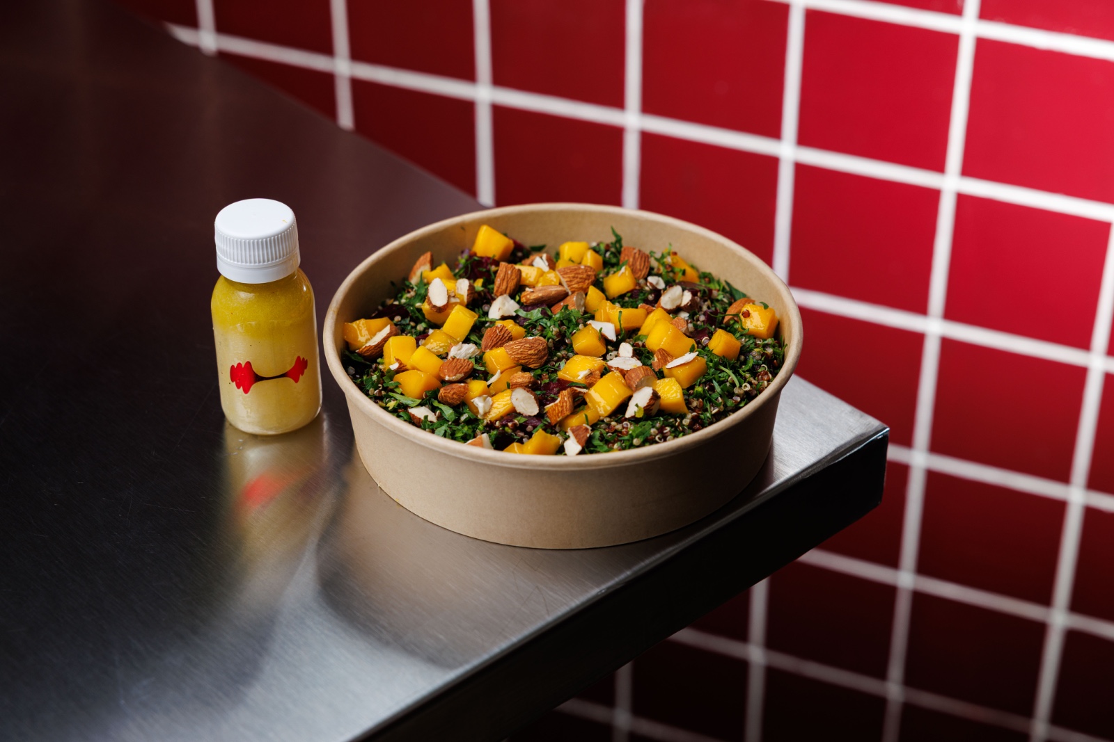 Beetroot Tabouleh — quinoa, parsley, beetroot, lemon zest, mango, whole almonds, lemon dressing