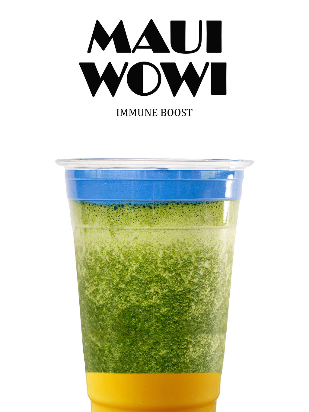 Maui Wowi — spinach, mango, ginger, blue spirulina, lemon, agave, coconut water