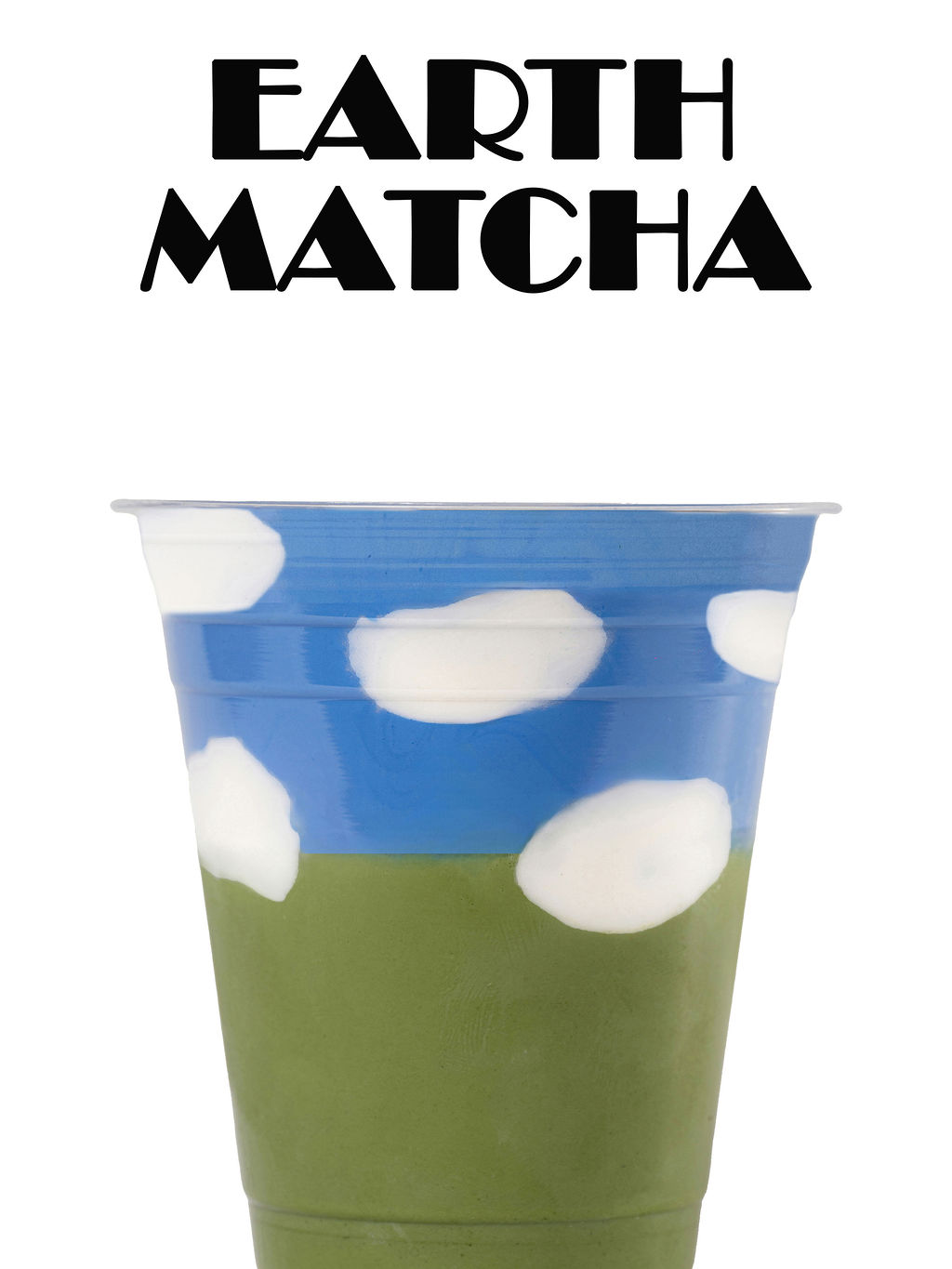 Earth Matcha — Ice, milk of choice, cream, agave, matcha, blue spirulina foam