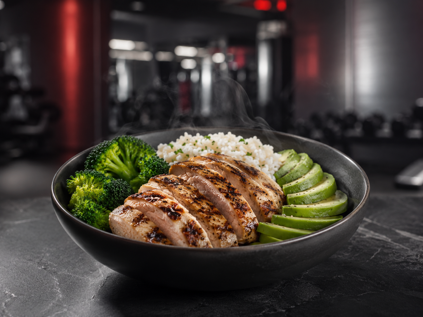 Grilled Chicken Fuel — Grilled chicken breast, jasmine rice, broccoli, avocado